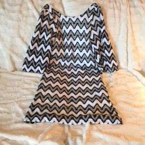 Black and white chevron dress